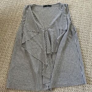 Ruffle Front Blue and White Stripe Tank